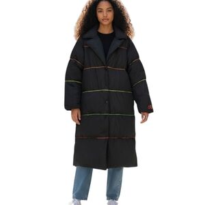 Dolls Kill x Delia*s Retro Odyssey Rainbow Stripe Puffer Coat XS NWT